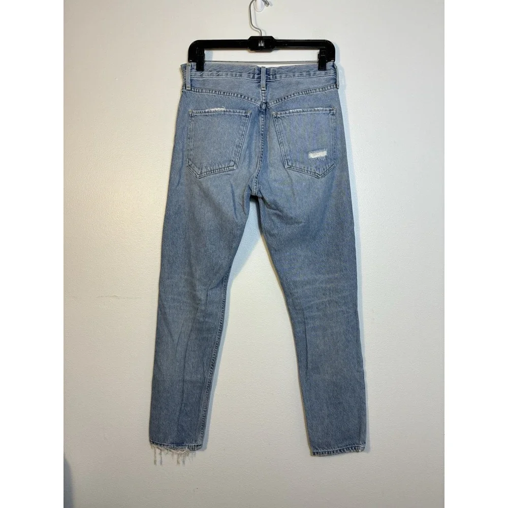 AGOLDE Jamie High Rise Jeans Light Wash Straight Leg Sz 27 Distressed‎ Casual